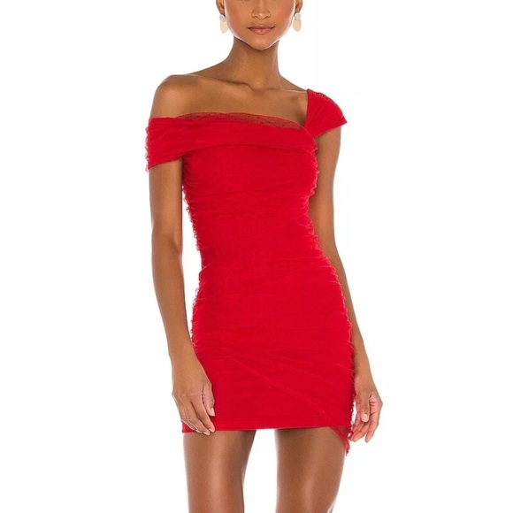 Majorelle Audrina Mini Mesh Dress in Red Size Small - Picture 1 of 14